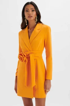 Adya Rosette Belted Blazer Mini Dress In Orange<Lavish Alice Cheap