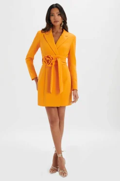 Adya Rosette Belted Blazer Mini Dress In Orange<Lavish Alice Cheap