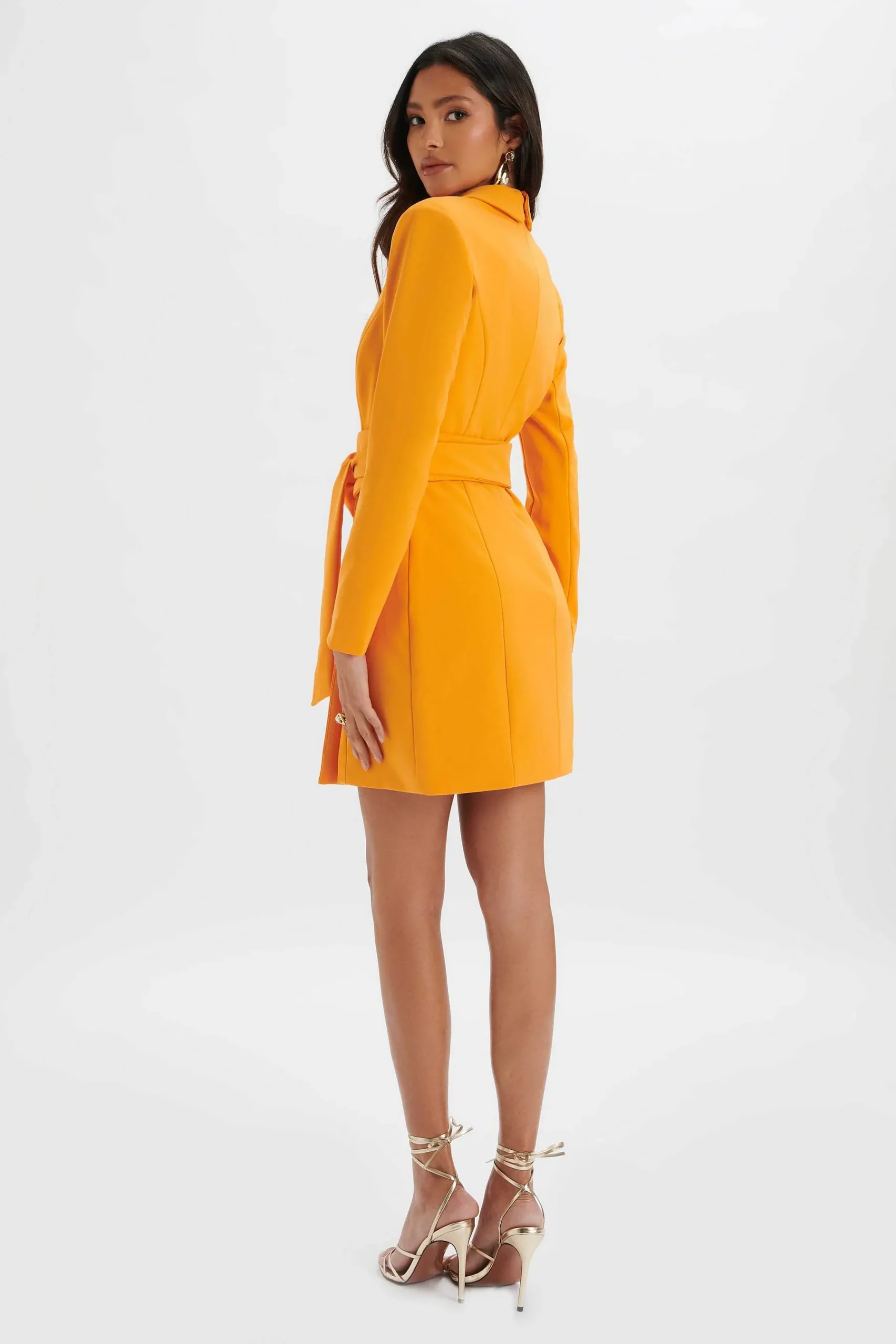 Adya Rosette Belted Blazer Mini Dress In Orange<Lavish Alice Cheap