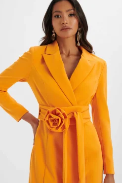 Adya Rosette Belted Blazer Mini Dress In Orange<Lavish Alice Cheap