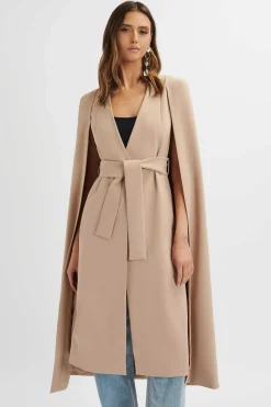 Alexia Longline Belted Cape Blazer In Camel<Lavish Alice Sale