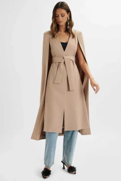 Alexia Longline Belted Cape Blazer In Camel<Lavish Alice Sale