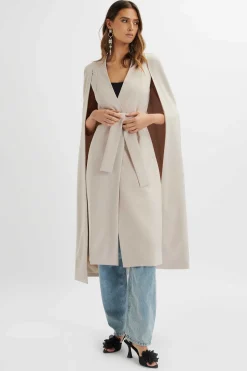 Alexia Longline Belted Cape Blazer In Stone<Lavish Alice Sale