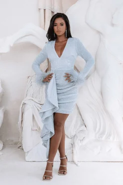 Aphrodite Draped Skirt Pleated Sequin Mini Dress In Silver<Lavish Alice Cheap