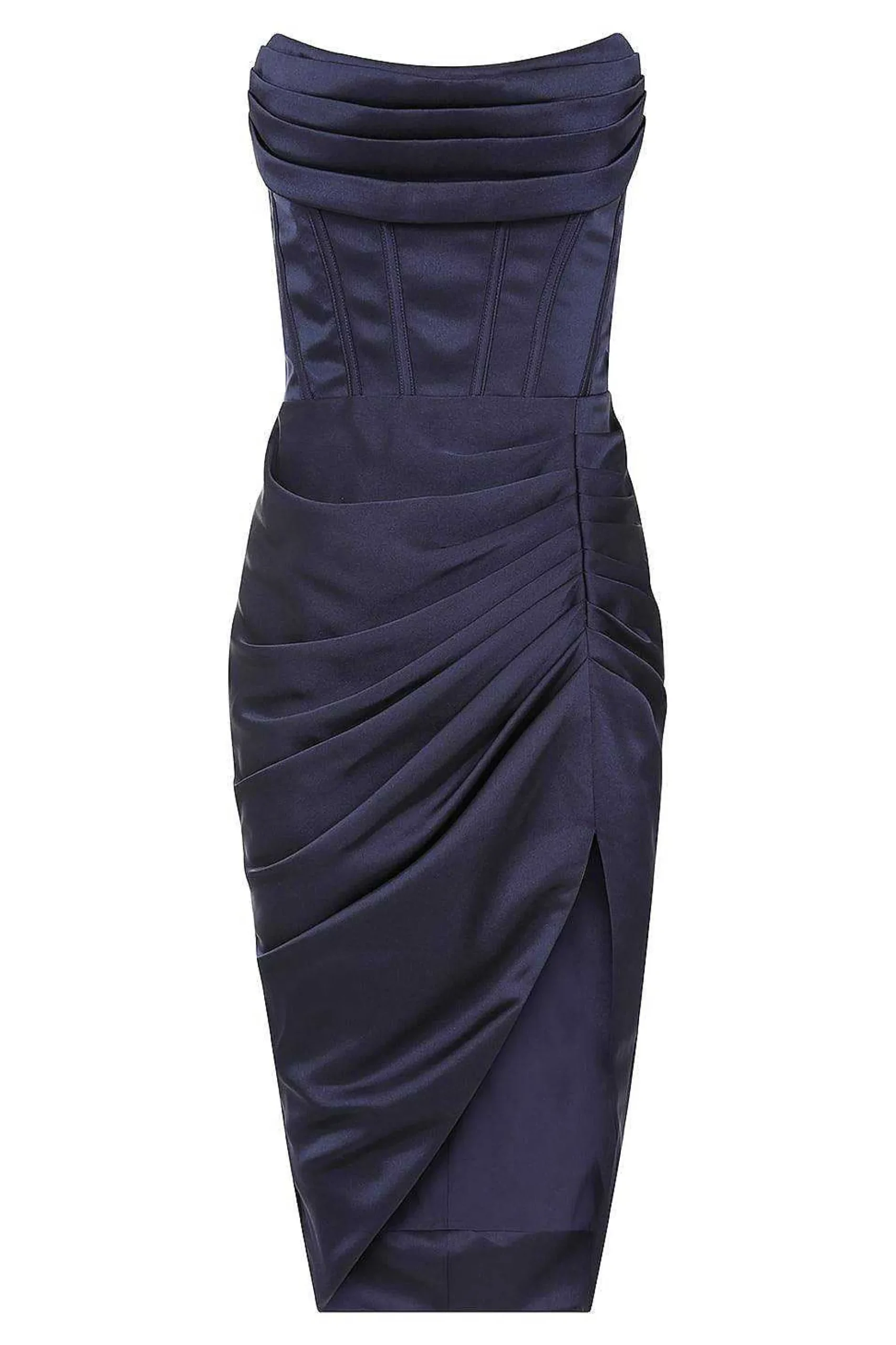 Ariel Strapless Corset Draped Midi Dress In Navy<Lavish Alice Discount