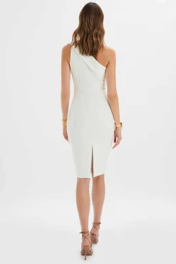 Billie One Shoulder Midi Dress In White<Lavish Alice Best Sale