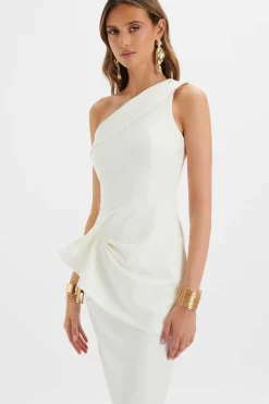 Billie One Shoulder Midi Dress In White<Lavish Alice Best Sale