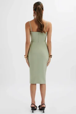 Bonnie Waterfall Frill Midi Dress In Sage Green<Lavish Alice Store