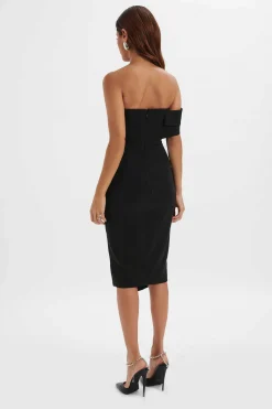 Brie Bardot Knot Twisted One Shoulder Midi Dress In Black<Lavish Alice Outlet