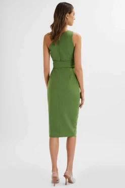 Brielle Obi Belt Halterneck Midi Dress In Green<Lavish Alice Discount