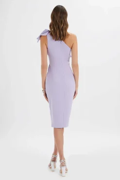 Cameron One Shoulder Statement Bow Midi Dress In Lilac<Lavish Alice Online