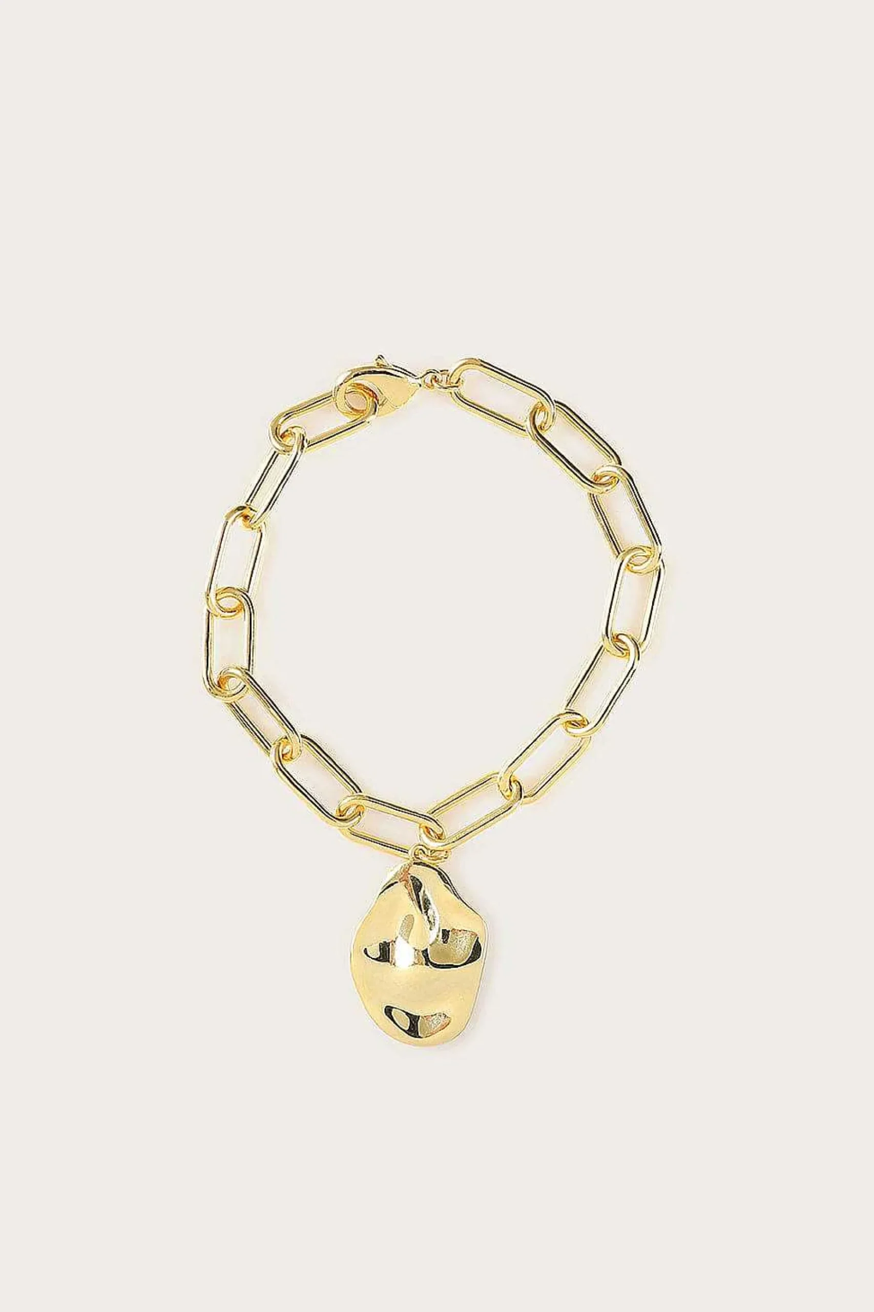 Dana Hammered Effect Oval Charm Link Gold Bracelet<Lavish Alice Best