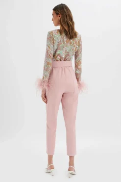 Delia Embellished Feather Cuff Jumpsuit In Pink<Lavish Alice Online