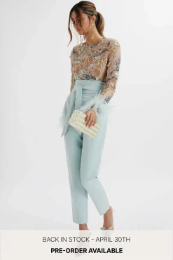 Delia Embellished Feather Cuff Jumpsuit In Blue<Lavish Alice Cheap