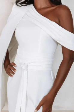 Diana Off Shoulder Cape Mini Dress In White<Lavish Alice Fashion