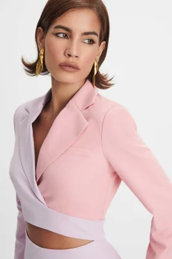 Ellie Colour Block Blazer Wrap Mini Dress In Lilac & Pink<Lavish Alice Cheap