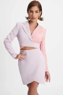 Ellie Colour Block Blazer Wrap Mini Dress In Lilac & Pink<Lavish Alice Cheap