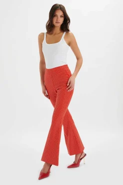 Ellisa Crystal Embellished Fit And Flare Trousers In Red<Lavish Alice Outlet