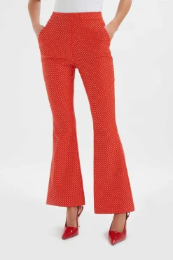 Ellisa Crystal Embellished Fit And Flare Trousers In Red<Lavish Alice Outlet