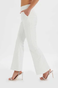 Ellisa Crystal Embellished Fit And Flare Trouser In White<Lavish Alice Store