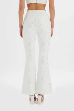 Ellisa Crystal Embellished Fit And Flare Trouser In White<Lavish Alice Store