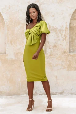 Elsie Twist Front One Shoulder In Olive Green<Lavish Alice Cheap