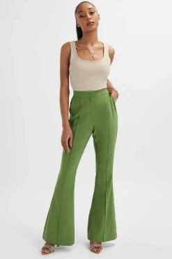 Emelie Fit & Flare Tailored Trouser In Green<Lavish Alice Best