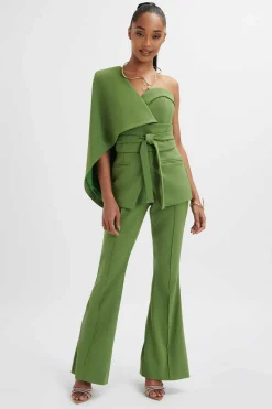 Emelie Fit & Flare Tailored Trouser In Green<Lavish Alice Best