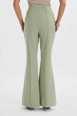 Emelie Fit & Flare Trousers In Sage Green<Lavish Alice Shop