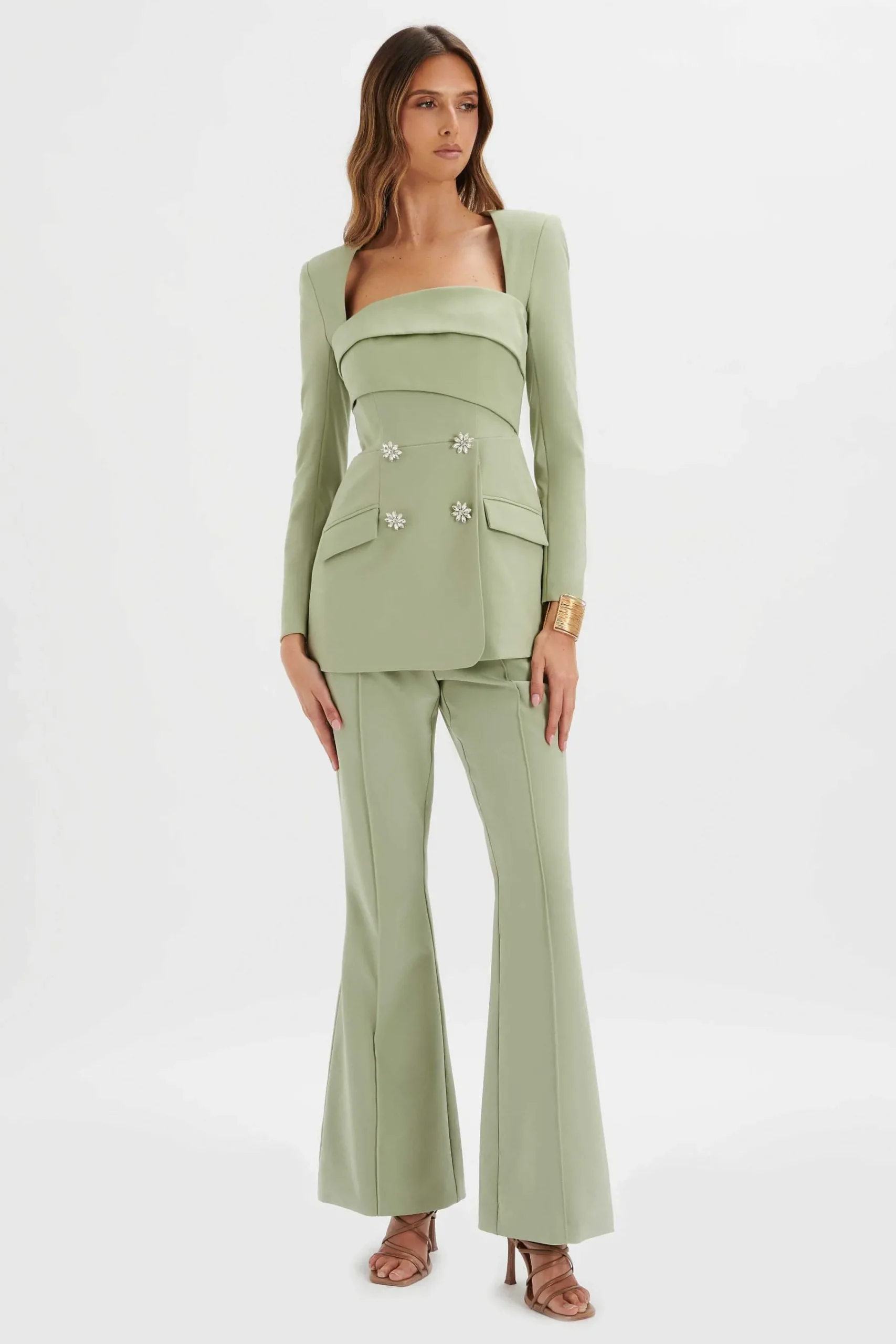Freja Tailored Bandeau Blazer In Sage Green<Lavish Alice Discount