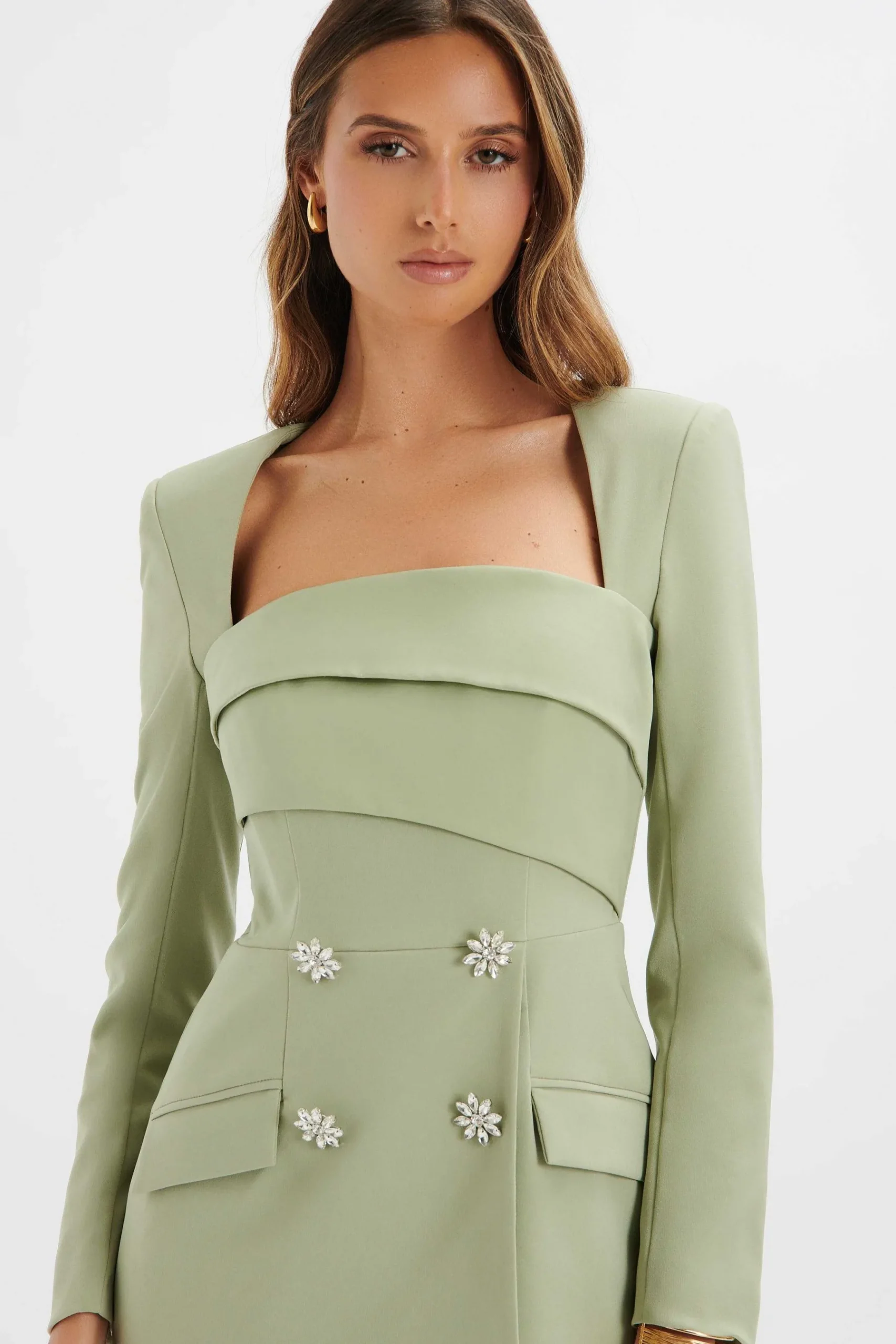 Freja Tailored Bandeau Blazer In Sage Green<Lavish Alice Discount