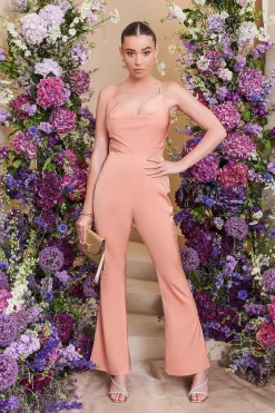 Gabriella Cut Out Cowl Neck Jumpsuit In Peach<Lavish Alice Discount