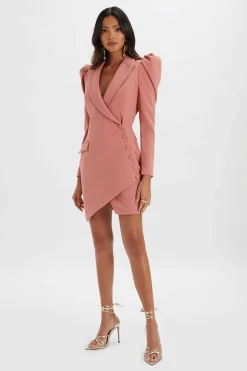 Gracie Puff Sleeve Mini Blazer Dress In Rose<Lavish Alice Flash Sale