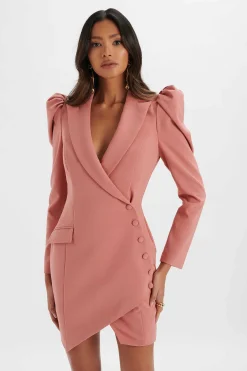 Gracie Puff Sleeve Mini Blazer Dress In Rose<Lavish Alice Flash Sale