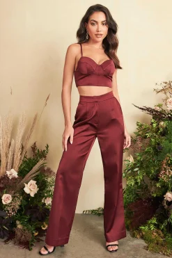 Iris Bonded Satin Stitch Detail Bralette In Burgundy<Lavish Alice Shop