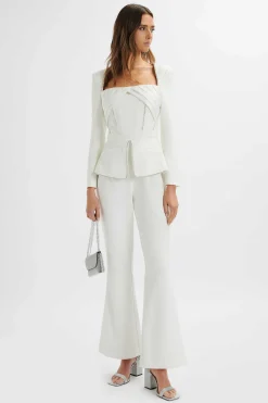 Jessie Diamante Trim Tailored Jumpsuit In White<Lavish Alice Best
