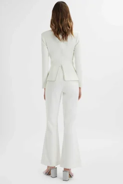 Jessie Diamante Trim Tailored Jumpsuit In White<Lavish Alice Best
