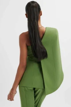 Juno Obi Belted Asymmetric Cape Blazer In Green<Lavish Alice Store