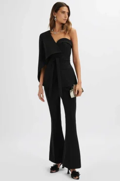 Juno Obi Belted Asymmetric Cape Blazer In Black<Lavish Alice Shop