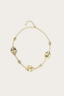 Karia Hammered Effect Oval Charm Gold Necklace<Lavish Alice Best Sale