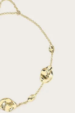 Karia Hammered Effect Oval Charm Gold Necklace<Lavish Alice Best Sale