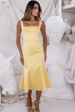 Lainey Stitch Detail Midi Slip Dress In Yellow<Lavish Alice Flash Sale