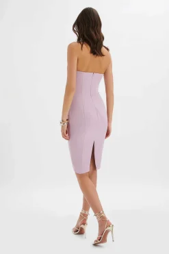 Layla Colour Block Pleated Bandeau Dress In Lilac<Lavish Alice Store