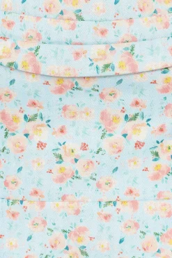 Leilani Cowl Bandeau Midi Dress In Blue Floral<Lavish Alice Online