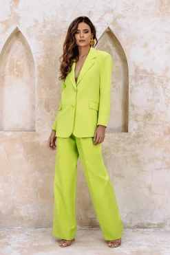 Liana Tailored Masculine Blazer In Chartreuse<Lavish Alice Cheap