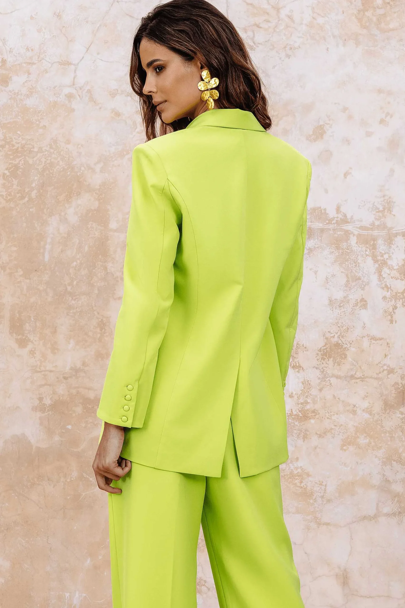 Liana Tailored Masculine Blazer In Chartreuse<Lavish Alice Cheap