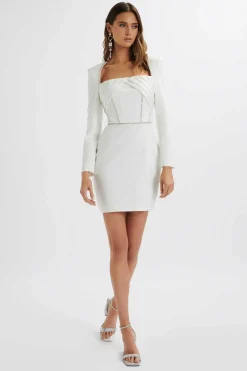 Liberty Diamante Trim Blazer Mini Dress In White<Lavish Alice Best