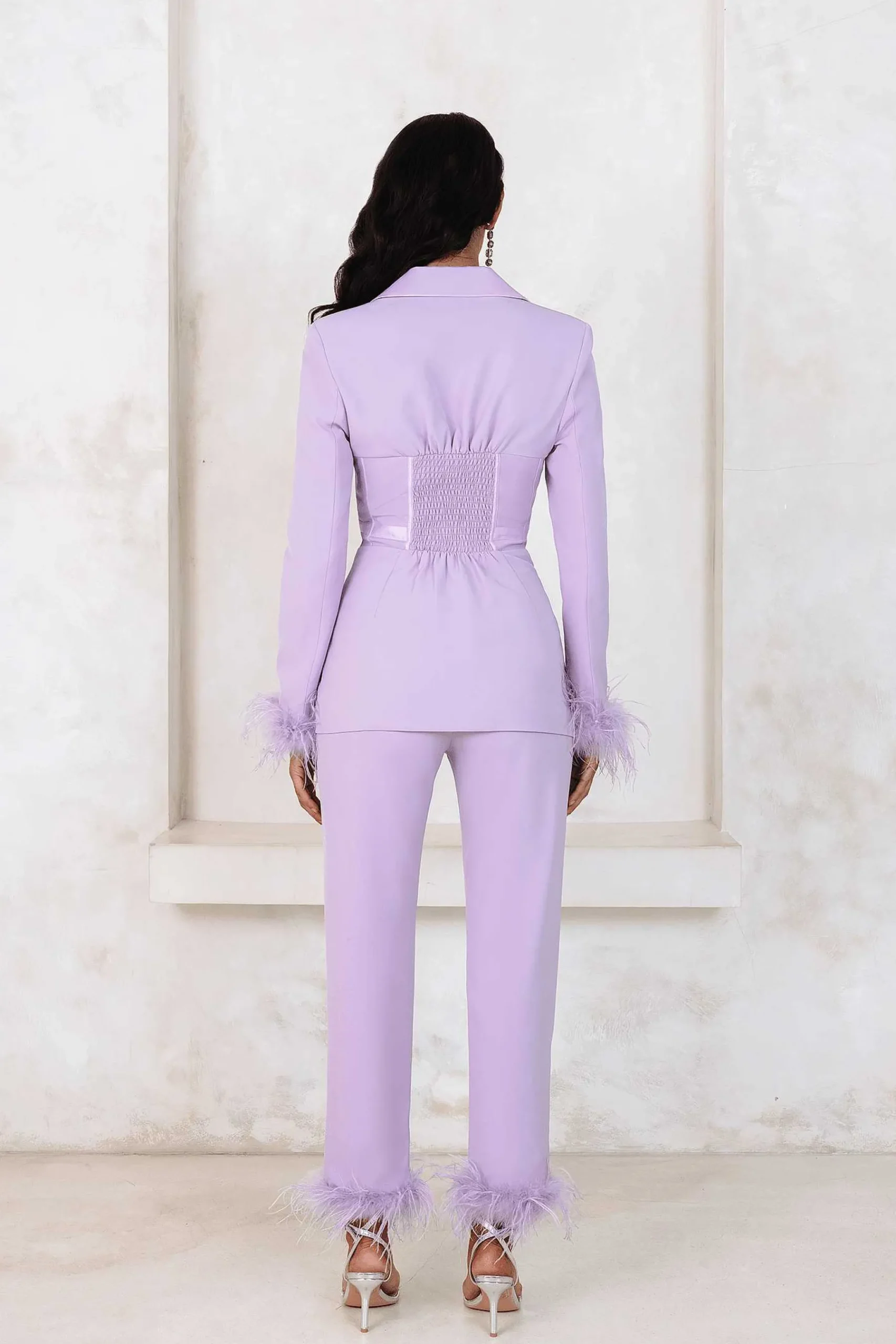 Lily Feather Trim Trousers In Lilac<Lavish Alice Online