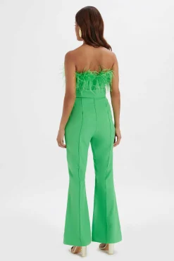 Lucinda Feather Bandeau Fit And Flare Jumpsuit In Apple Green<Lavish Alice Best Sale