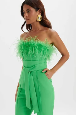 Lucinda Feather Bandeau Fit And Flare Jumpsuit In Apple Green<Lavish Alice Best Sale